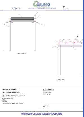 Glazetech FA aluminum shading waterproof patented system technical details 2