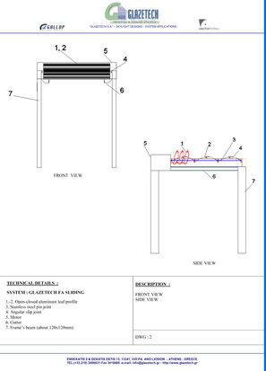 Glazetech FA sliding aluminum shading waterproof patented system technical details 2