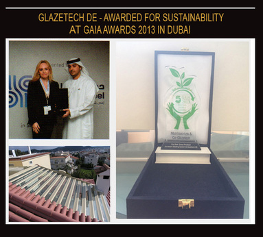 Glazetech DE system shading awarded for sustainability at gaia awards 2013 in Dubai Big5