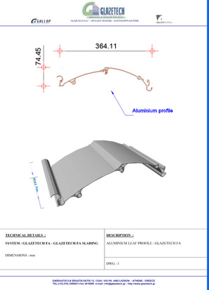 Glazetech FA sliding aluminum shading waterproof patented system technical details 1